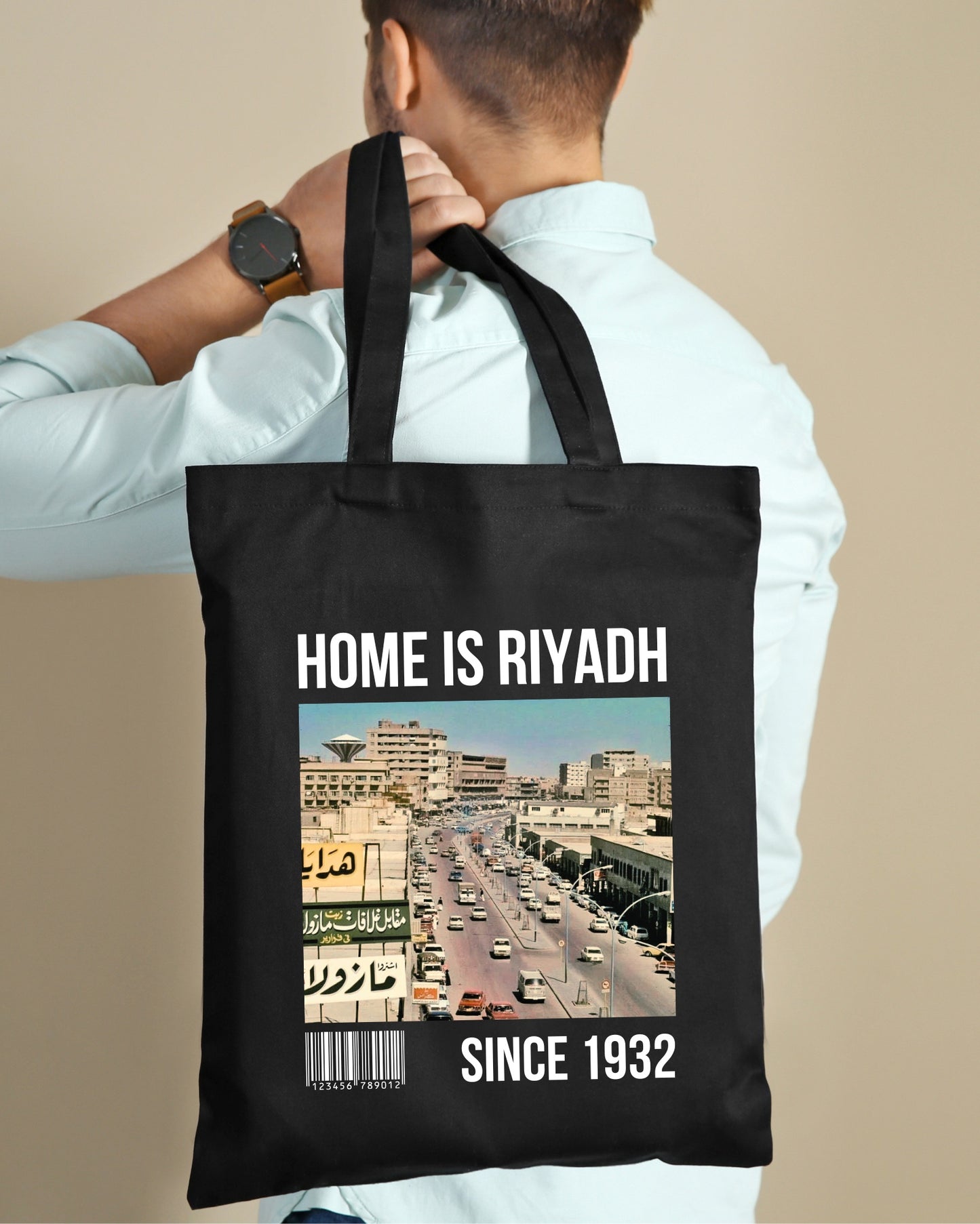 Home is Riyadh Tote Bag- Black - Faem