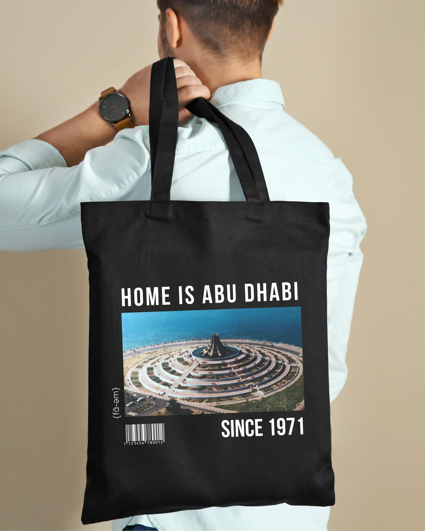 Home is Abu Dhabi Tote Bag- Black - Faem