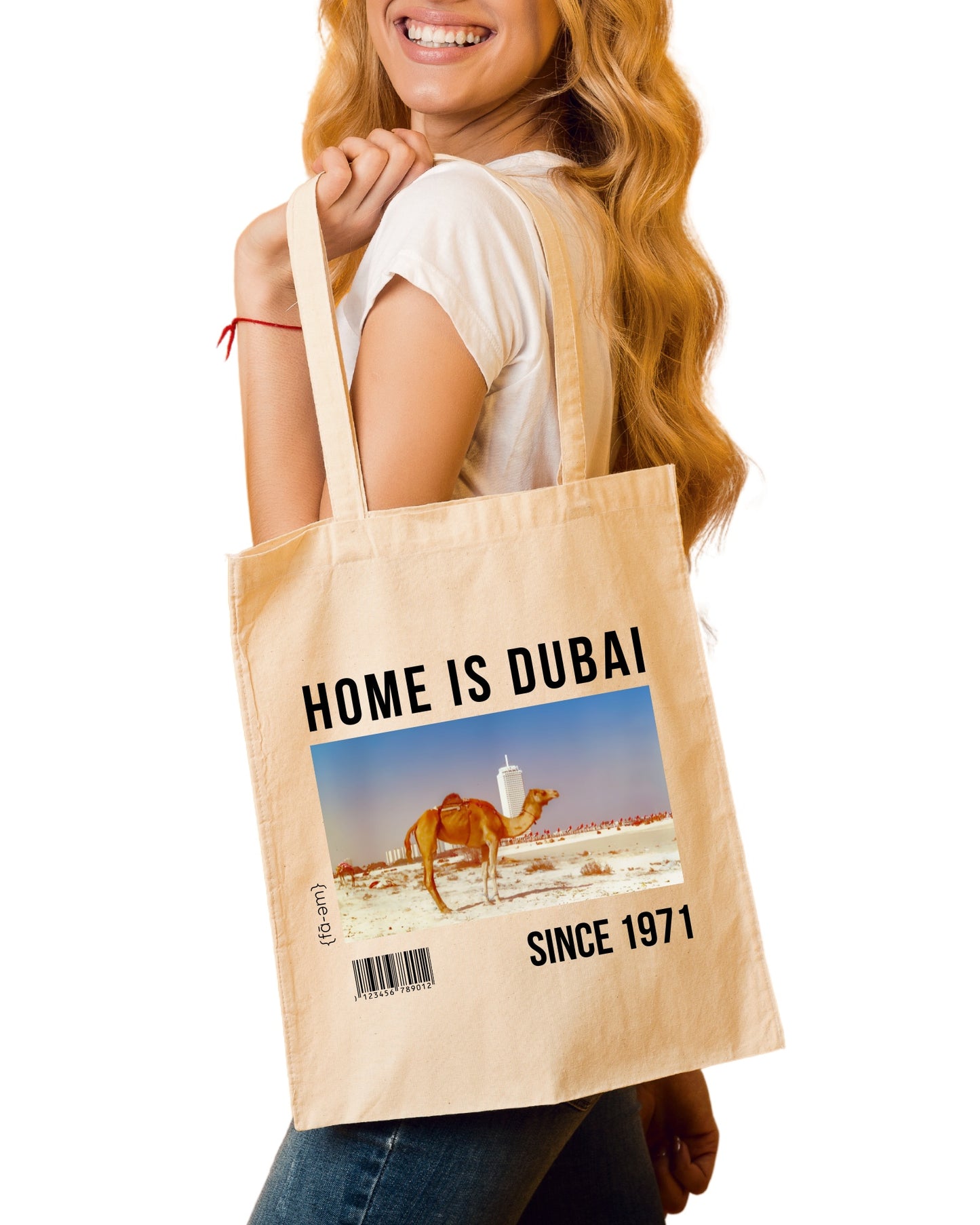 Home is Dubai Tote Bag- White - Faem