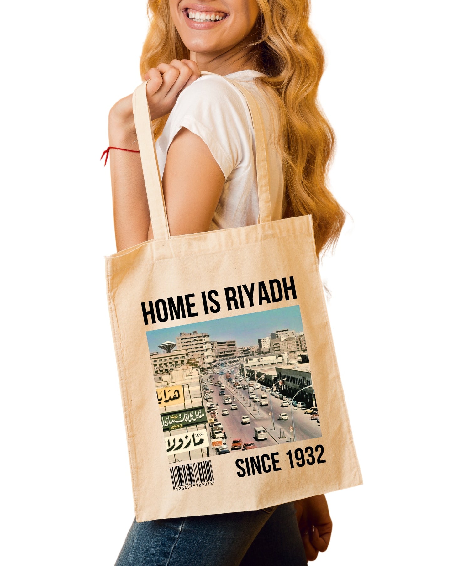 Home is Riyadh Tote Bag- White - Faem
