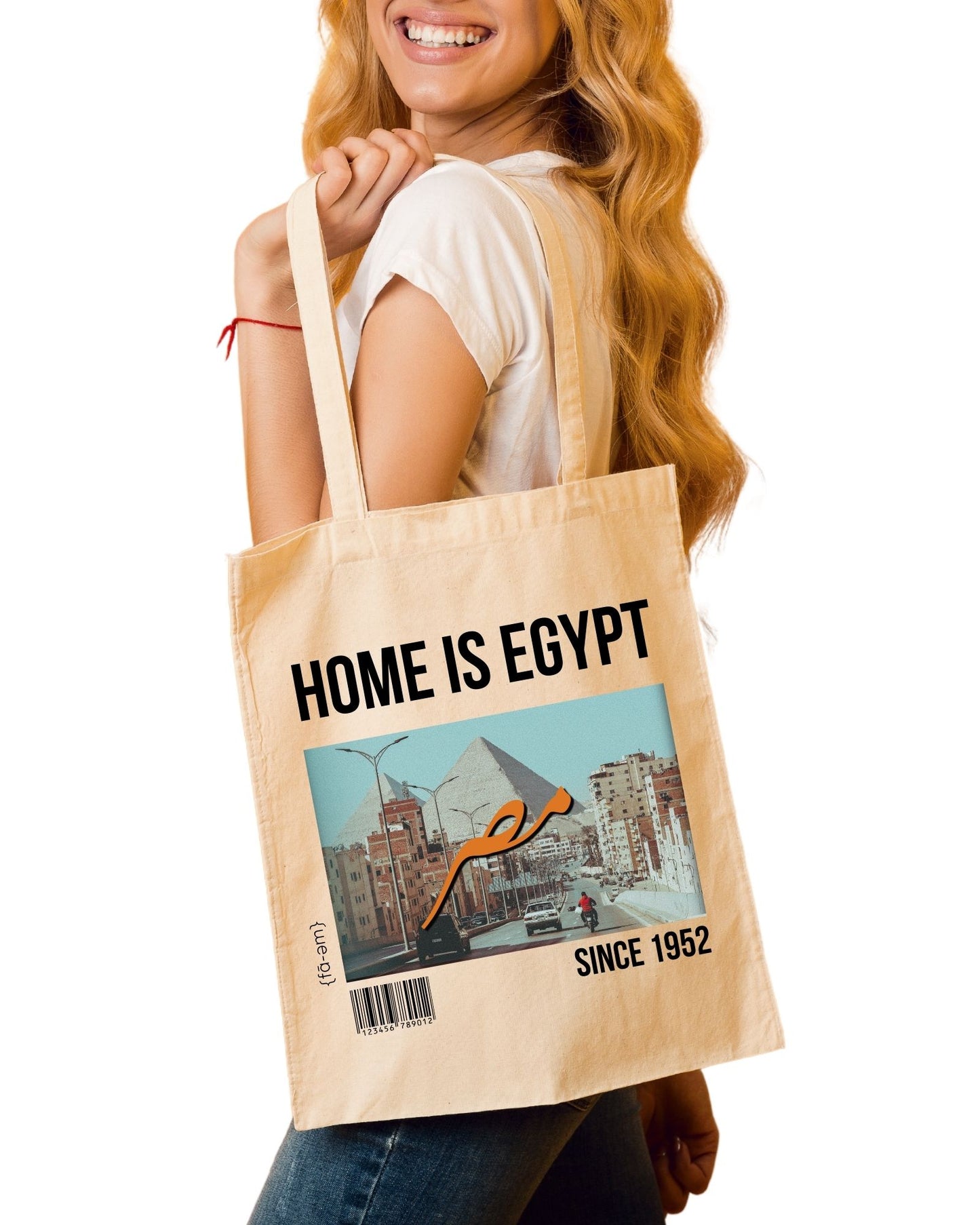 Home is Egypt Tote Bag- White - Faem