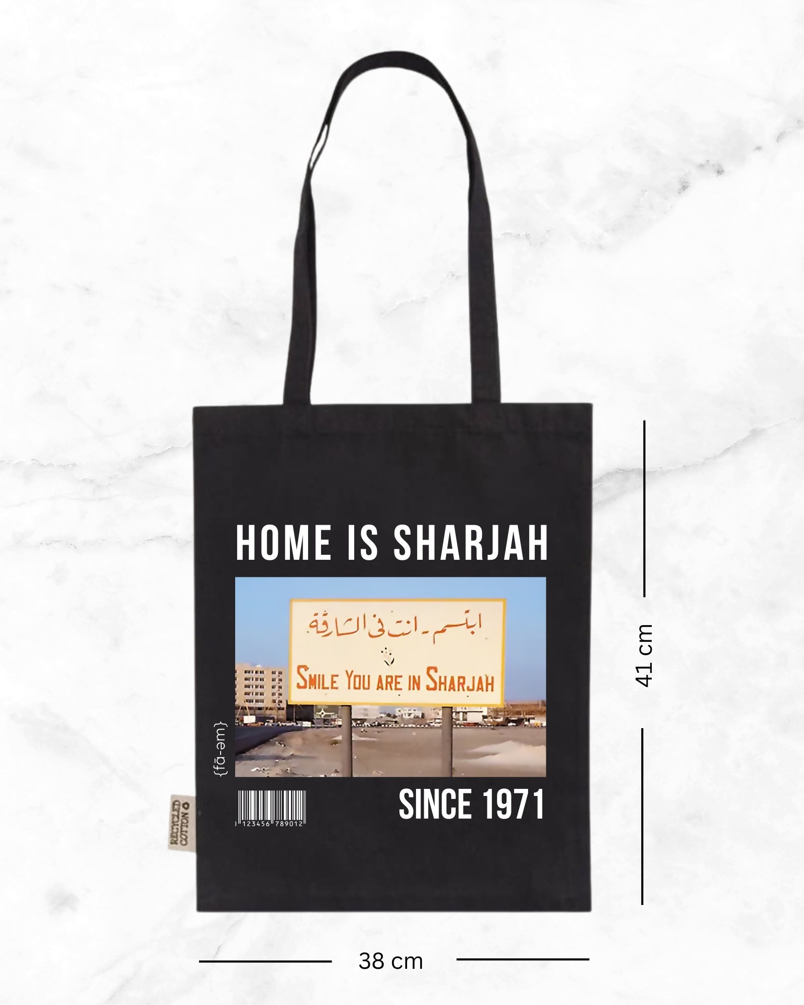 Home is Sharjah Tote Bag- Black - Faem