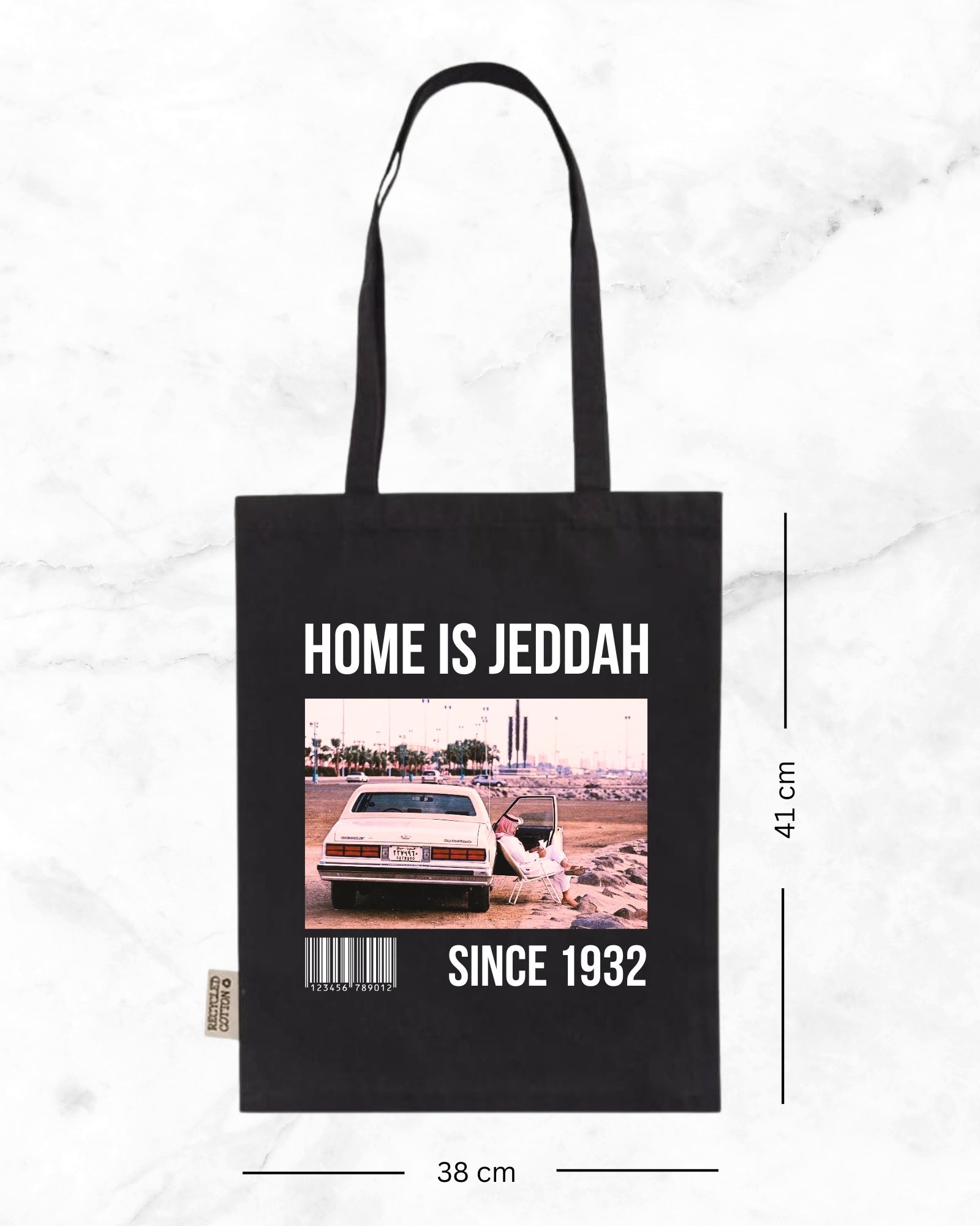 Home is Jeddah Tote Bag- Black - Faem