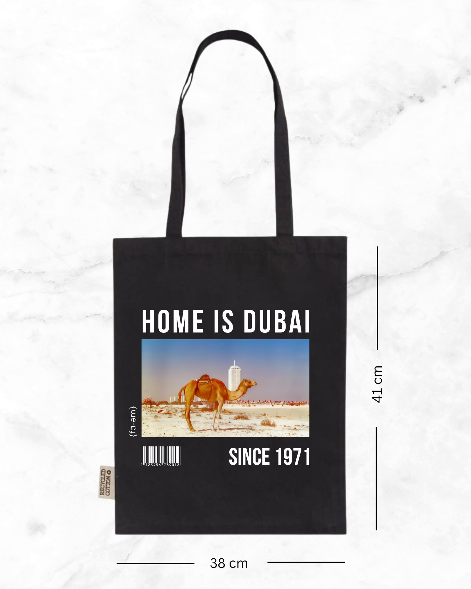 Home is Dubai Tote Bag- Black - Faem