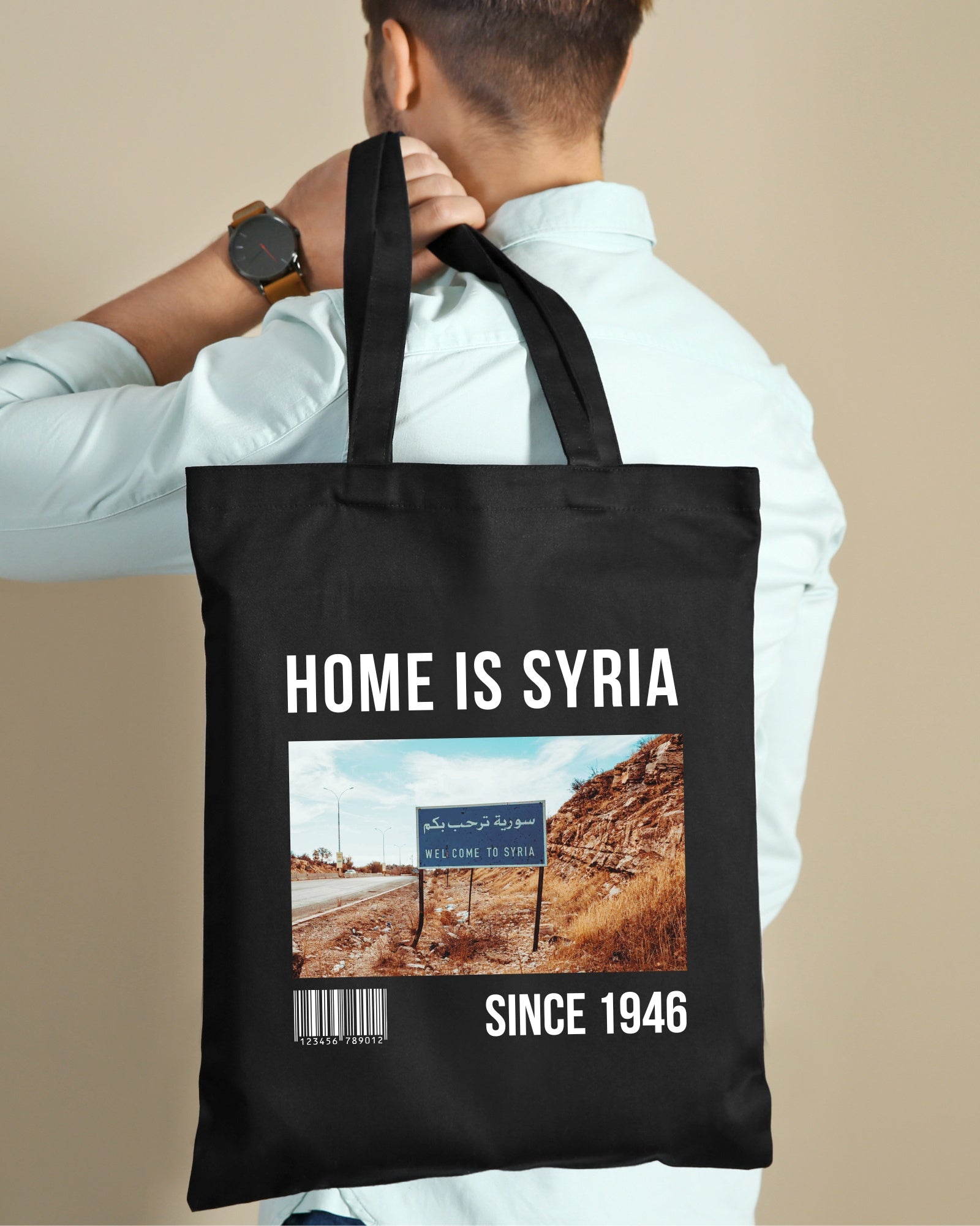 Home is Syria Tote Bag- Black - Faem