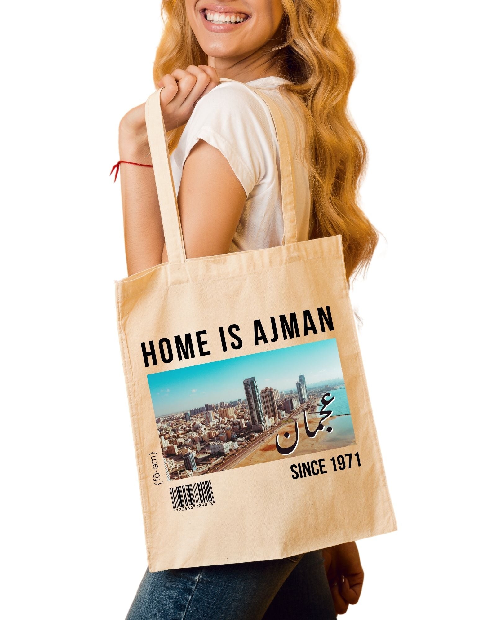 Home is Ajman Tote Bag- White - Faem