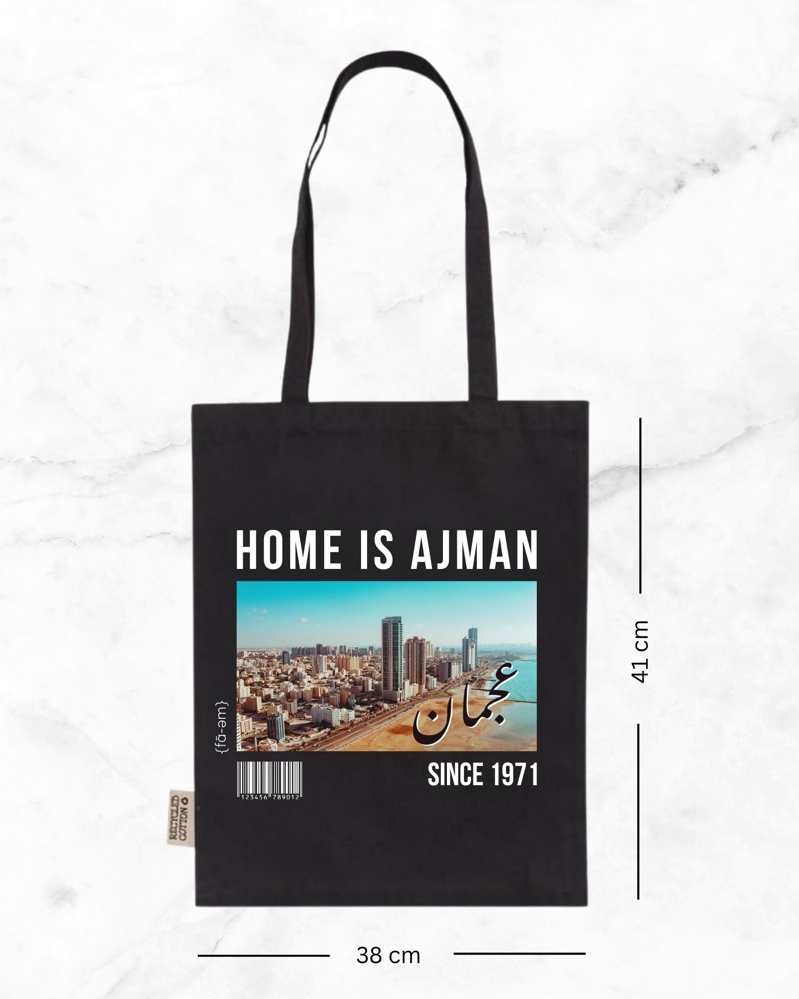 Home is Ajman Tote Bag- Black - Faem